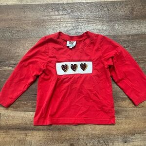 Charming Red Long Sleeve Kids Tee with Heart Design